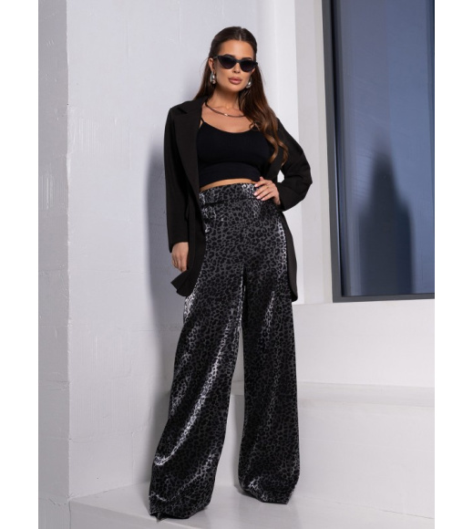 Свободные леопардовые брюки из полированного хлопка