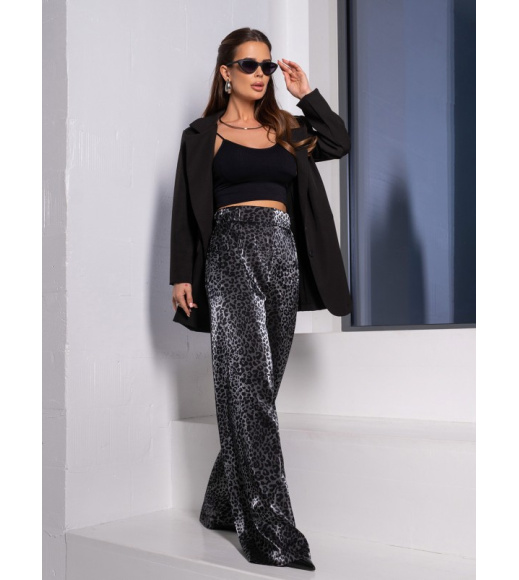 Свободные леопардовые брюки из полированного хлопка
