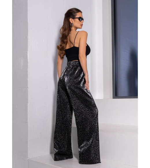 Свободные леопардовые брюки из полированного хлопка