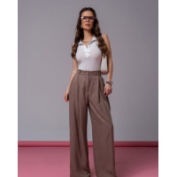 Коричневые свободные брюки палаццо