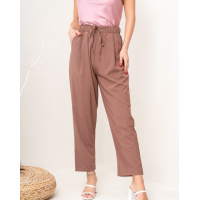 Коричневые брюки-бананы с защипами