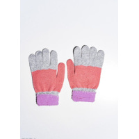 Бузково-персикові вовняні одношарові рукавички з об`ємною аплікацією
