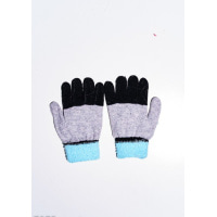 Сіро-чорні вовняні одношарові рукавички з об`ємною аплікацією