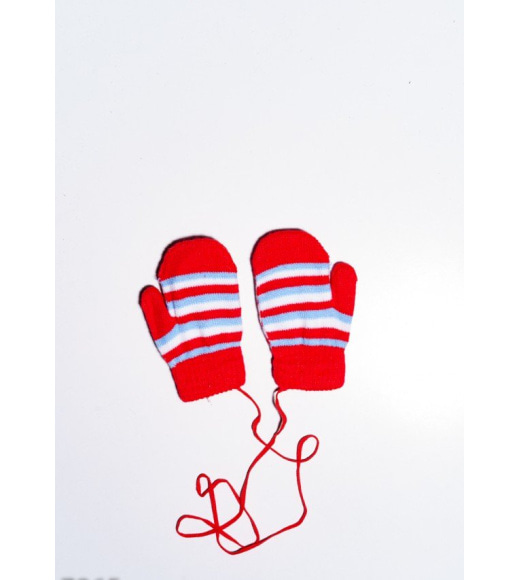 Червоні теплі вовняні рукавиці з об`ємною аплікацією