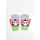 Салатово-сірі вовняні одношарові рукавички з об`ємною аплікацією