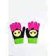 Чорно-зелені вовняні одношарові рукавички з об`ємною аплікацією