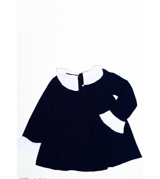 Темно-синє котонове плаття з білим комірцем і манжетами