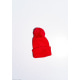 Красная вязаная демисезонная шапка с аппликациями и помпоном
