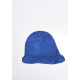 Блакитна тонка вовняна шапка з об`ємною манжетою