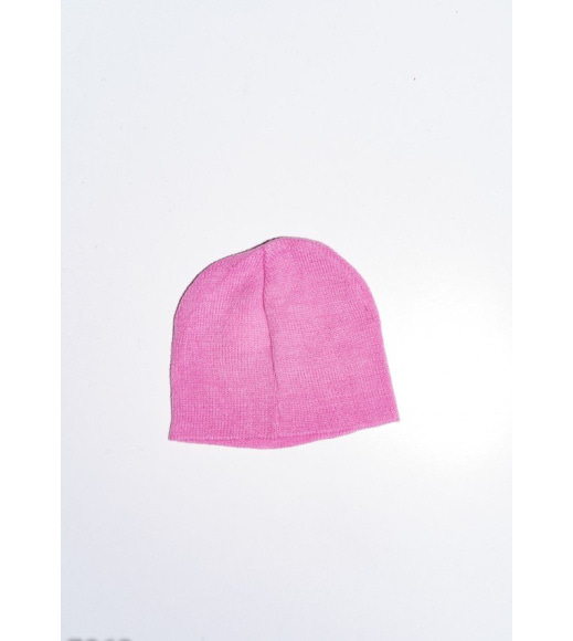 Розовая тонкая эластичная однотонная шапка