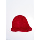 Красная шерстяная тонкая шапка с объемной манжетой