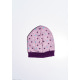 Сиреневая демисезонная шапка в горошек с фиолетовой манжетой