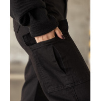Чорні широкі джинси карго з кишенями