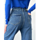 Синие прямые джинсы высокой посадки
