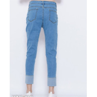Голубые укороченные джинсы с манжетами