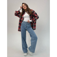 Высокие джинсы трубы голубого цвета