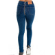 Светло-синие узкие джинсы с вертикальной молнией сзади
