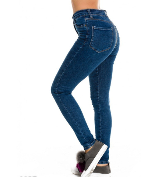 Світло-сині вузькі джинси з вертикальною блискавкою ззаду