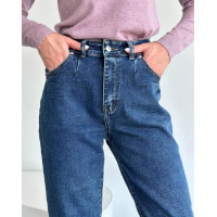 Синие винтажные джинсы со сборками