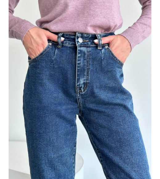 Синие винтажные джинсы со сборками