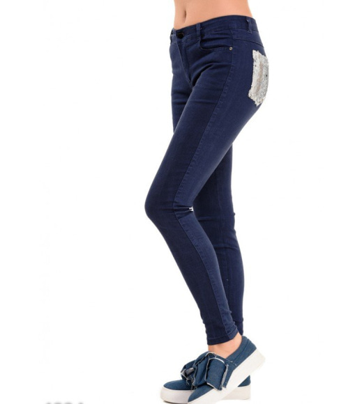 Синие эластичные джинсы скинни с высокой талией