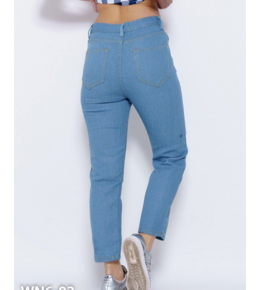 Голубые винтажные джинсы прямого кроя