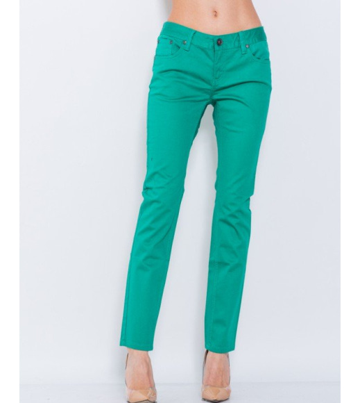Зелені класичні стрейчеві джинси