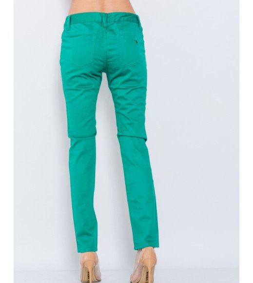 Зелені класичні стрейчеві джинси
