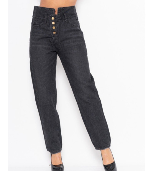 Темно-серые джинсы с высокой посадкой