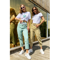 Зеленые женские джинсы-бананы Seventeen S8221.4708