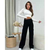 Черные джинсы карго с накладными карманами