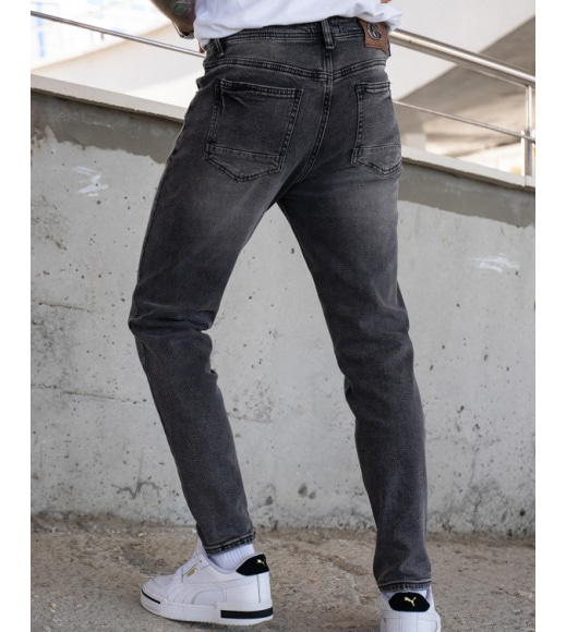 Винтажные зауженные джинсы серого цвета