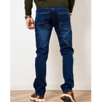 Синие джинсы с легкими потертостями