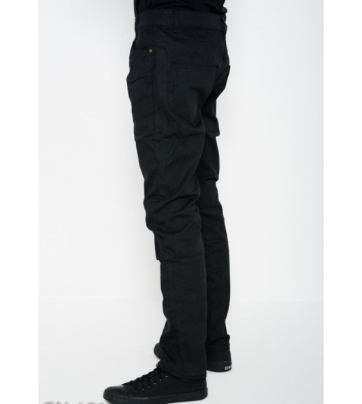 Черные тонкие однотонные джинсы прямого кроя