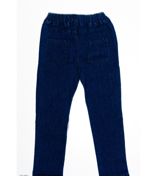 Синие однотонные рваные на коленках джинсы