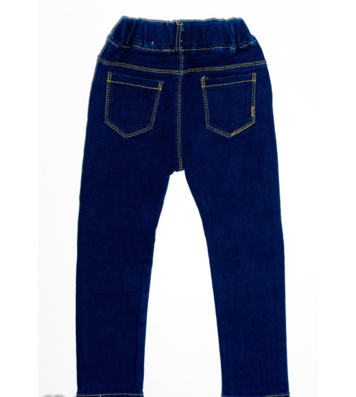 Темно-синие зауженные джинсы на резинке с рваной перфорацией на коленях