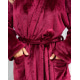 Бордовый махровый халат с накладными карманами
