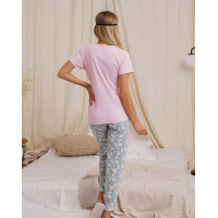 Розовая трикотажная пижама с морской тематикой