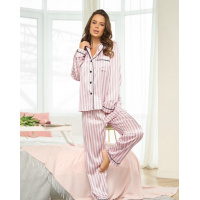 Шелковая брючная пижама в полоску