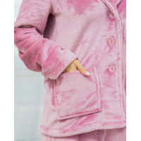 Махрова рожева піжама на ґудзиках
