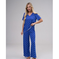 Синяя трикотажная пижама в горох