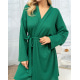 Зелений фактурний халат із довгими рукавами