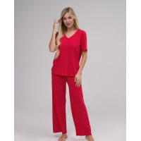 Красная в горошек пижама из трикотажа