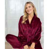Бордовая махровая пижама с карманами