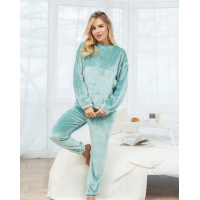 Мятная махровая пижама с длинными рукавами