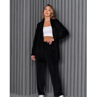 Черная велюровая пижама с поясом