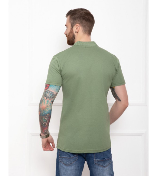 Трикотажна футболка-поло кольору хакі