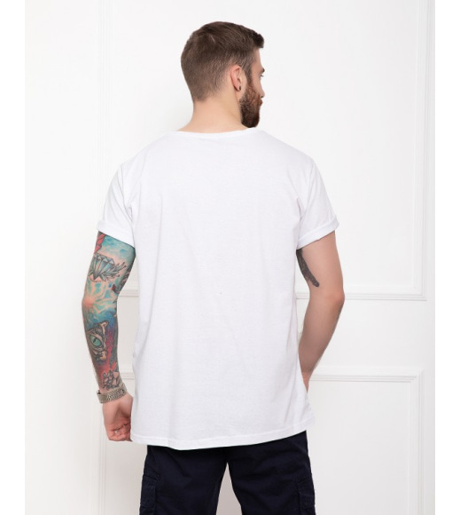 Біла бавовняна принтована футболка