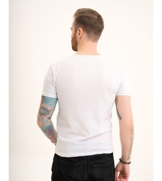 Біла футболка з тонкої бавовни з написами