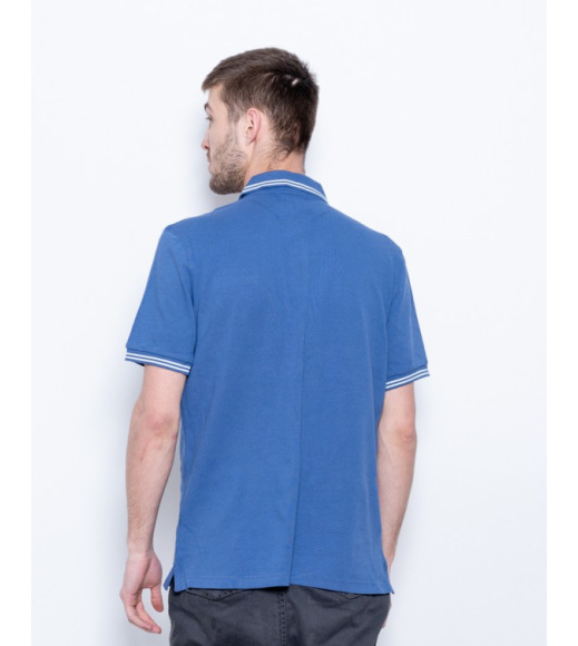 Синя футболка-поло з потайною нагрудною кишенею